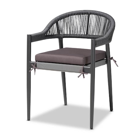 Baxton Studio Wendell Grey Finished Rope and Metal Outdoor Dining Chair 171-10772
